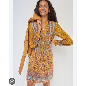 Tiny‎ by Anthropologie Imelda Tunic Dress Size XS Long Sleeve Yellow EUC